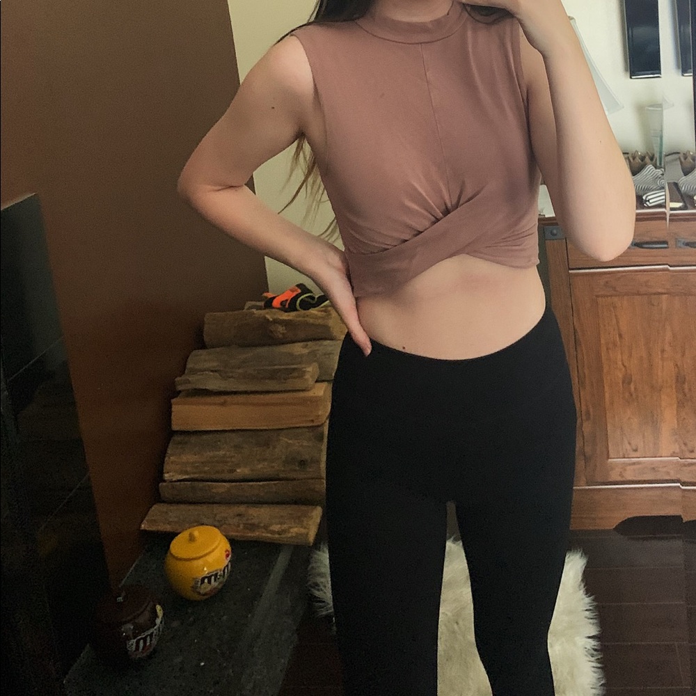 TOPSHOP Blush Crop Top with Wrapped Front